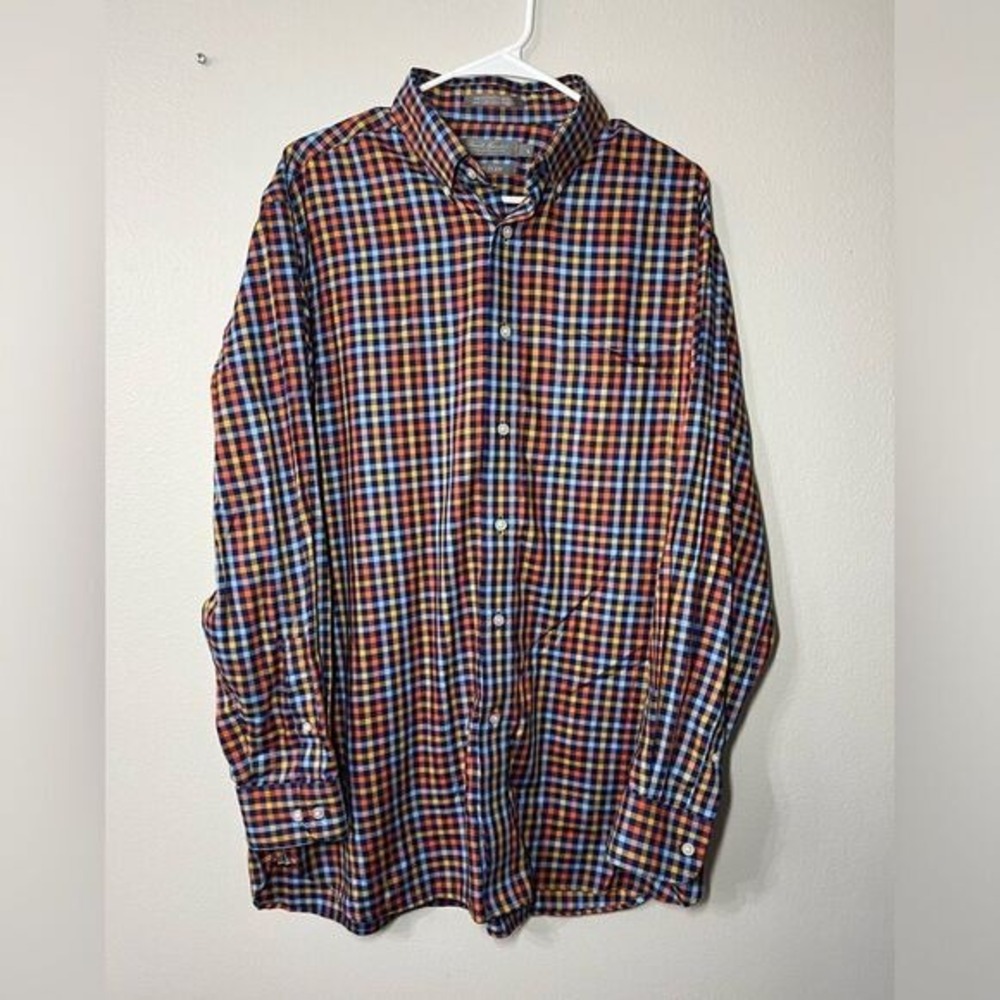 Daniel Cremieux Signature Collection Mens L Non-Iron Gingham Plaid Shirt Multi